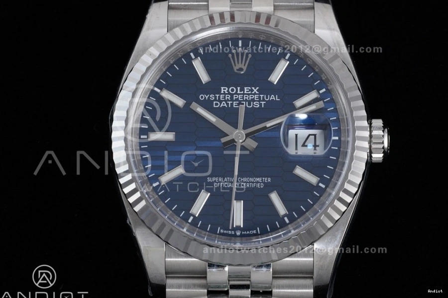 Best Blue Edition Clean 1:1 36 Jubilee DateJust 126234 Steel on Texted Bracelet 904L SH3235 Dial 0515